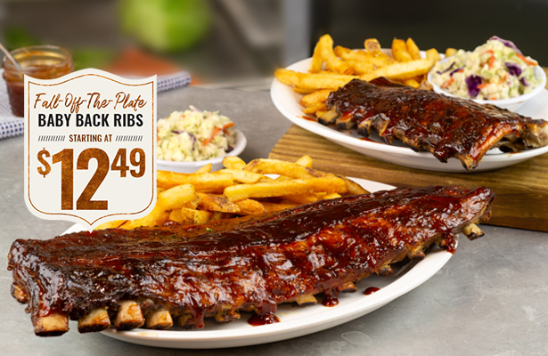 Enjoy Fall-off-the-Plate Baby Back Ribs at Cheddar's Scratch Kitchen.
