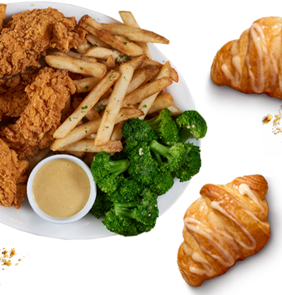 Chicken Tenders and honey butter croissants