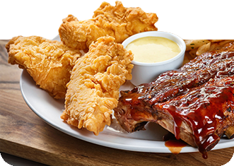 Cheddar's Chicken Tenders and Ribs.