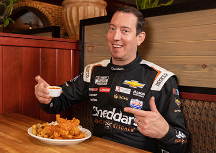Keep up with Kyle Busch in 2025 Cup Series with Cheddar's free No.8 Chicken Tender Platter.
